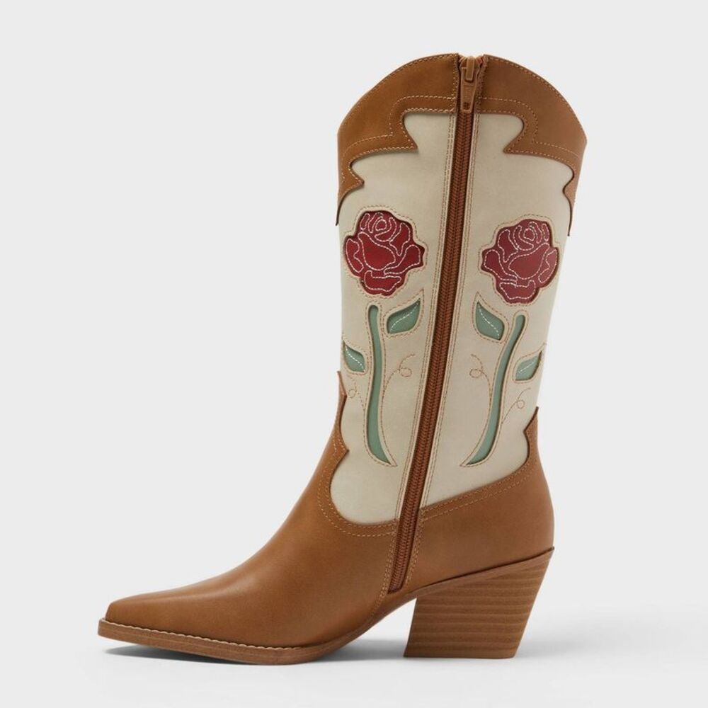 Universal Thread - Women’s Natalie Western Boots with Memory Foam Ins Off-White - Picture 2 of 3